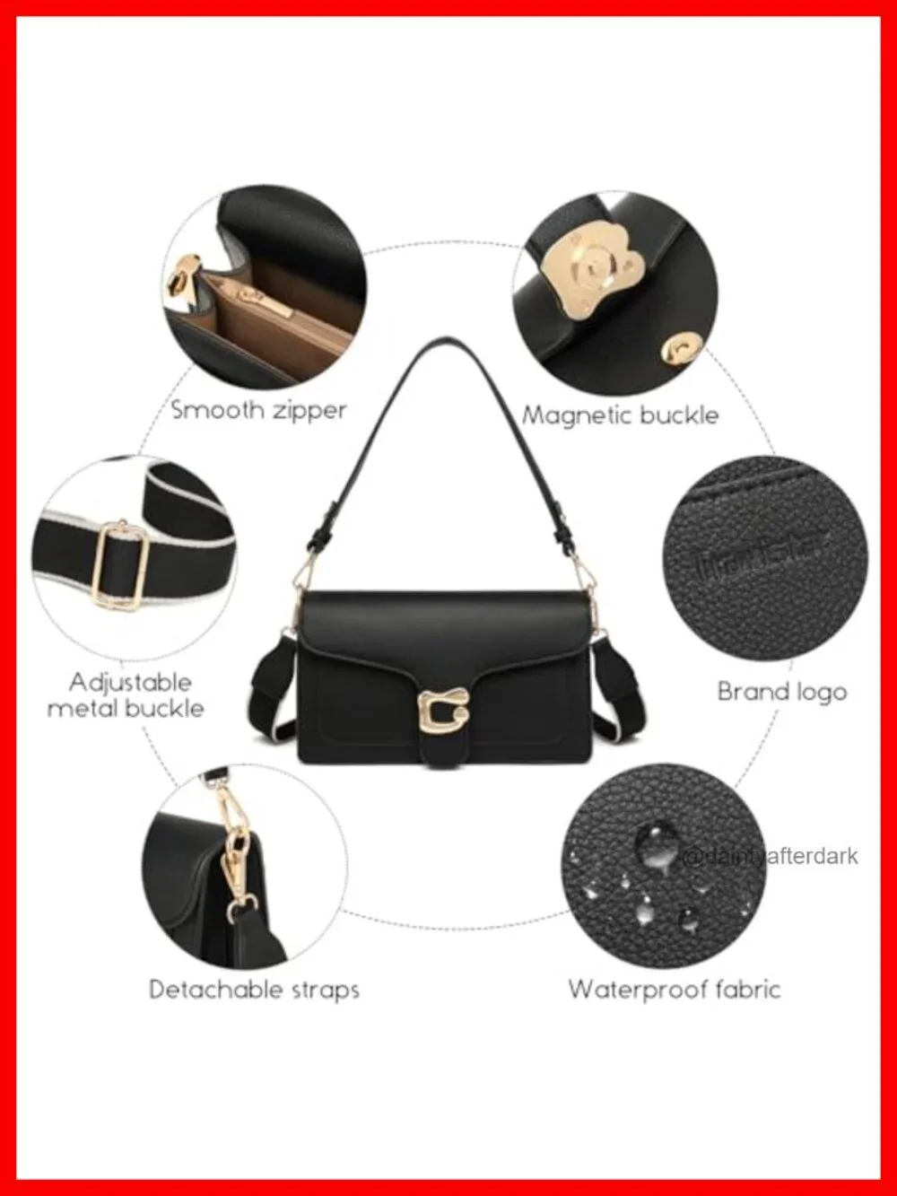 Vegan Leather Crossbody Bag for Women with 2 Straps - Trendy Small Satchel Purse
